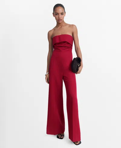 Mango Women's Long Strapless Jumpsuit In Orange