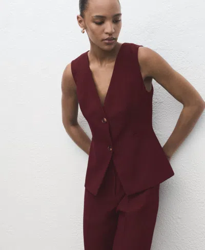 Mango Women's Long Suit-style Jumpsuit In Burgundy