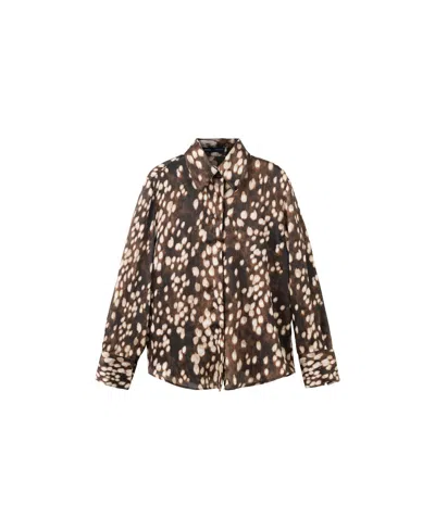 Mango Women's Long-sleeve Button-down Blouse In Brown