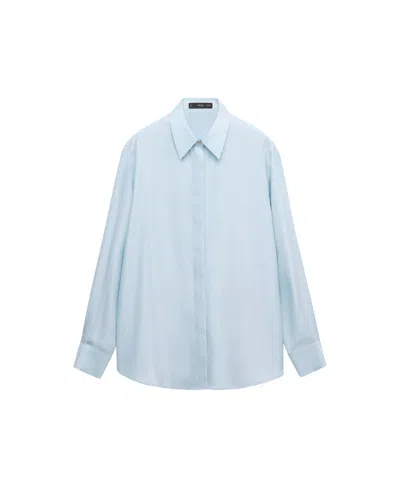 Mango Women's Long-sleeve Oversized Button-up Blouse In Blue