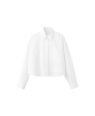 Mango Women's Long-sleeve Pocket Cropped Shirt In Off White