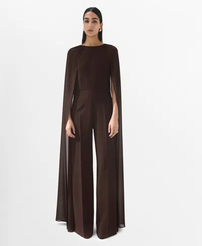 Mango Women's Long-sleeve Slit Jumpsuit In Brown