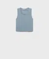 Mango Scoop Neck Sweater Tank In Blue