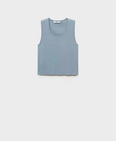 Mango Women's Low-cut Knitted Crop Top In Blue