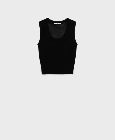 Mango Women's Low-neck Knitted Top In Black