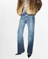 Mango Low Rise Flare Jeans In Blue