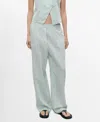 Mango Low-rise Striped Pants In Green