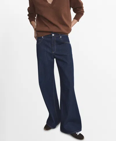 Mango Women's Low-rise Wide-leg Jeans In Blue