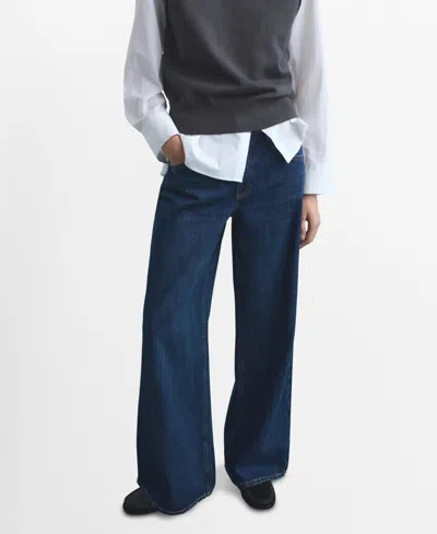 Mango Women's Low-rise Wide-leg Jeans In Blue