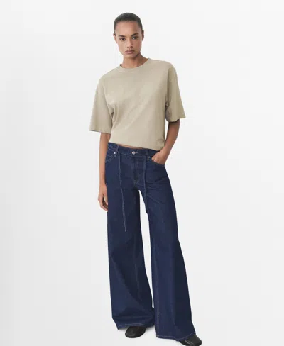 Mango Women's Low-rise Wide Leg Jeans In Open Blue