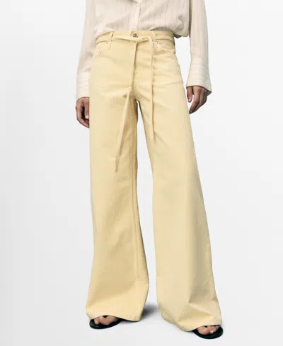 Mango Women's Low-rise Wide Leg Jeans In White