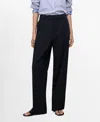 Mango Pleated Wide Leg Pants In Black