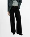 Mango Women's Low Waist Wide Leg Jeans In Black