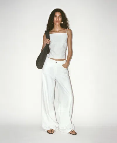 Mango Women's Low Waist Wide-leg Jeans In White