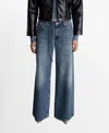 Mango Women's Low Waist Wide Leg Jeans In Dark Blue