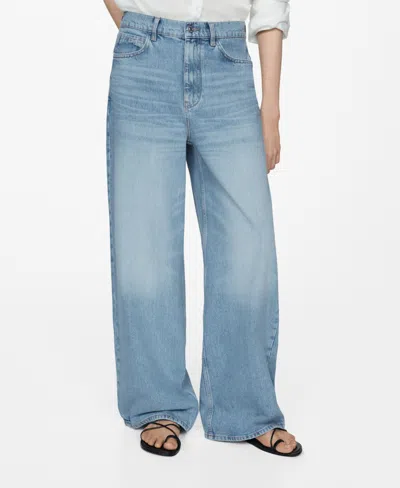 Mango Women's Low Waist Wideleg Jeans In Open Blue