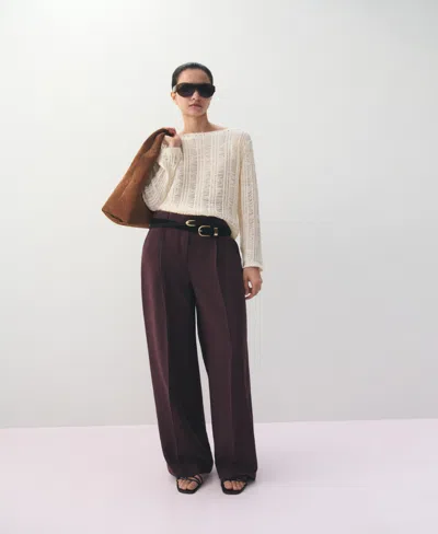 Mango Women's Low-rise Lyocell Pants In Purple