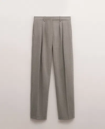 Mango Women's Low-rise Wool Pants In Gray