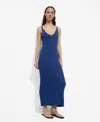 Mango Robe Maille Lurex In Vibrant Blue