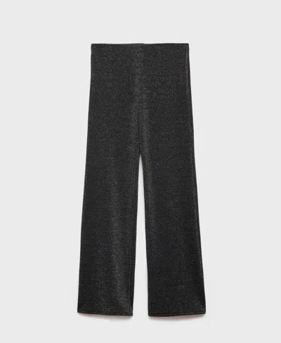 Mango Women's Lurex-knit Flared Pants In Gray