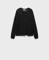 Mango Women's Lurex Openwork Knit Sweater In Black