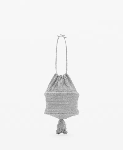 Mango Women's Lurex Sack-style Bag In Silver