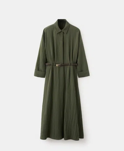 Mango Women's Lyocell Belted Shirt Dress In Green