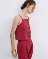 Mango Lyocell Top With Buttons In Red