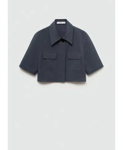 Mango Women's Lyocell Cropped Shirt In Blue