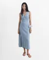 Mango V Neck Soft Denim A Line Midaxi Dress