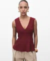 Mango Lyocell Peplum Top In Red