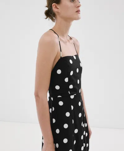 Mango Women's Lyocell Polka Dot Dress In Black