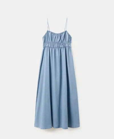 Mango Women's Lyocell Ruched Denim Dress In Blue