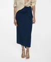 Mango Women's Lyocell Sarong Skirt In Dark Blue