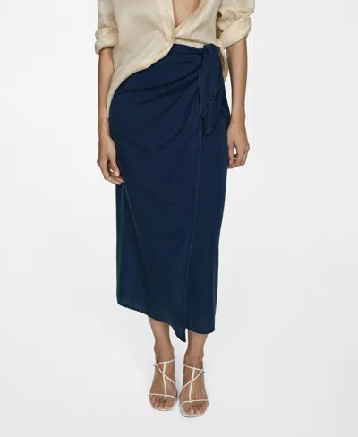 Mango Women's Lyocell Sarong Skirt In Dark Blue