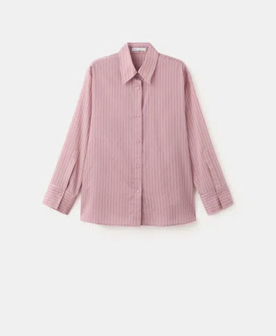 Mango Women's Lyocell Striped Shirt In Pink