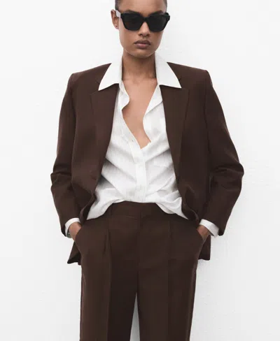 Mango Women's Lyocell Suit Straight Pants In Brown