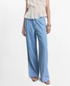 Mango Pleated Wide Leg Pants In Blue