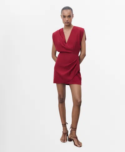 Mango Women's Lyocell Wrap Dress In Burgundy