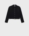 Mango Women's Mandarin Collar And Jewel Buttons Jacket Sweater In Black