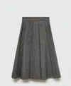 Mango Marbled Wool Pleated Skirt Grey In Gray