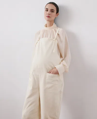 Mango Women's Maternity Denim Dungarees In White