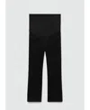 Mango Over The Bump Raw Hem Crop Flare Maternity Jeans In Black Denim