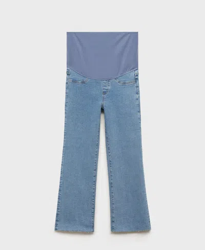 MANGO WOMEN'S MATERNITY FLARED CROPPED JEANS