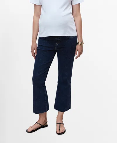 MANGO WOMEN'S MATERNITY FLARED CROPPED JEANS