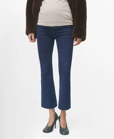Mango Women's Maternity Flared Cropped Jeans In Blue