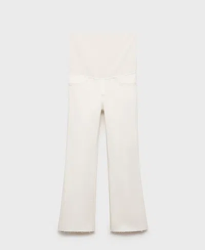 Mango Women's Maternity Flared Cropped Jeans In Off White