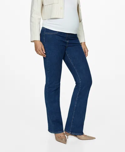 Mango Women's Maternity Flared Jeans In Dark Blue