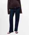 Mango Over The Bump Raw Hem Straight Leg Maternity Jeans In Blue