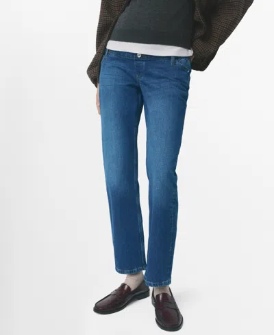 Mango Women's Maternity Straight Jeans In Blue